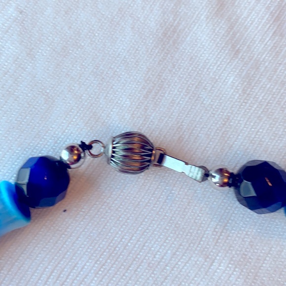 Blue and Silver handcrafted necklace and earrings - Picture 2 of 9